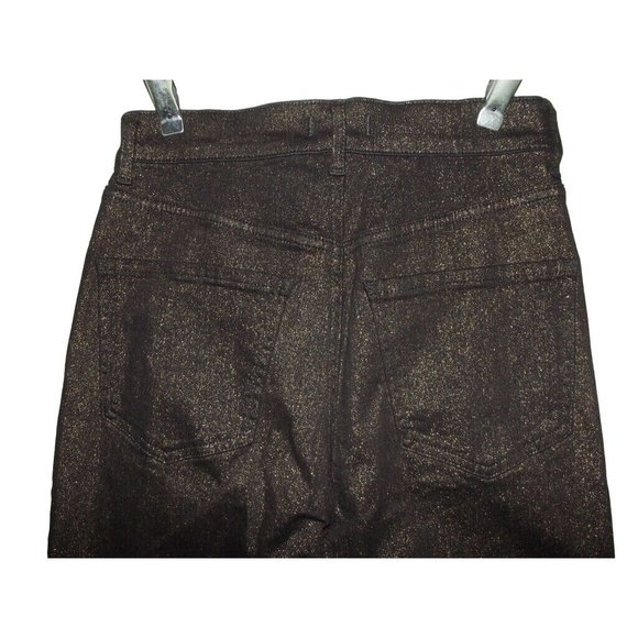Express Metallic Jeans Womens 0 x26"Inseam Gold Shimmer Straight Super High Rise - Picture 8 of 10